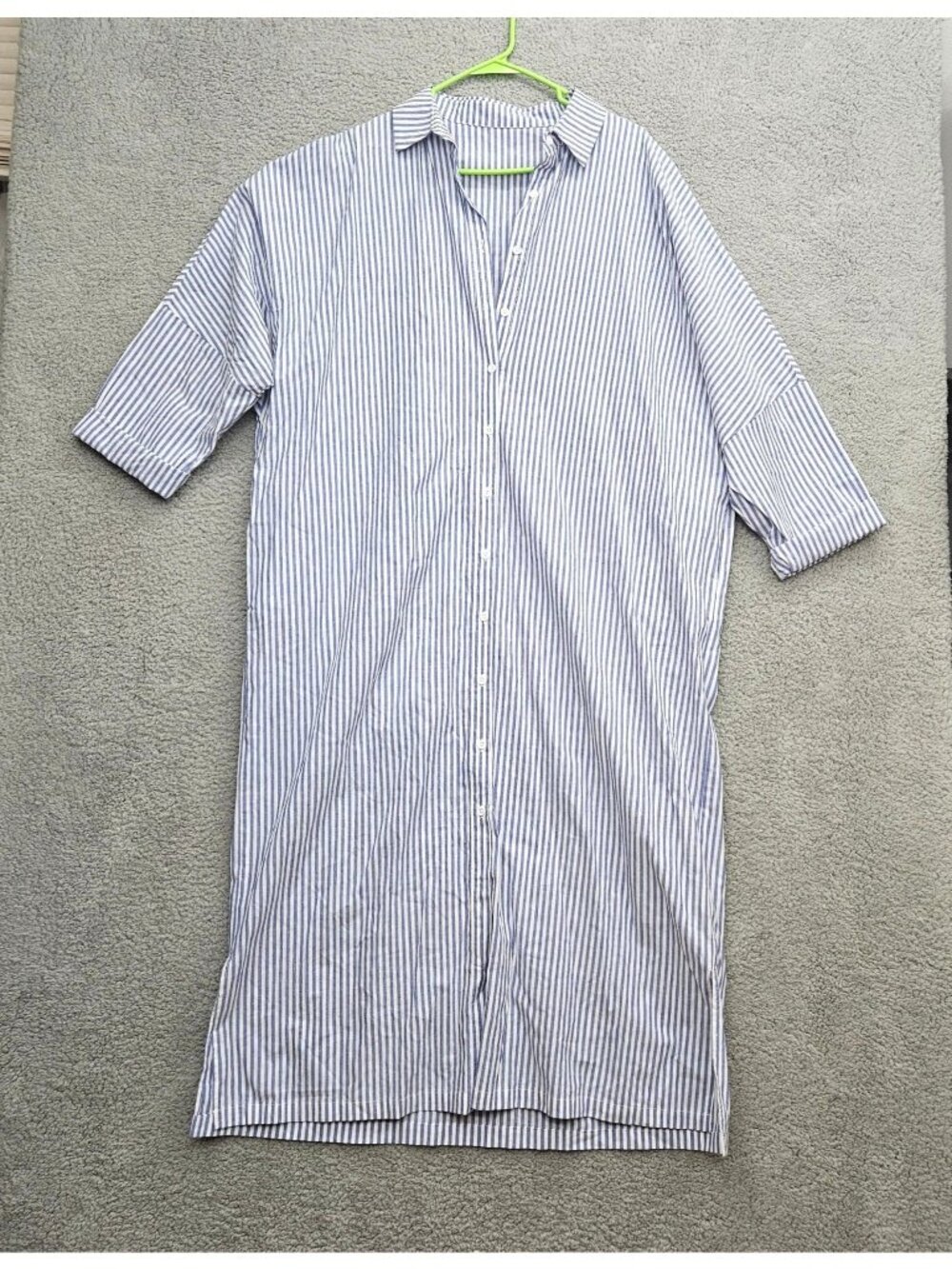 Blue & White Striped Button-Down Shirt Dress XL pockets